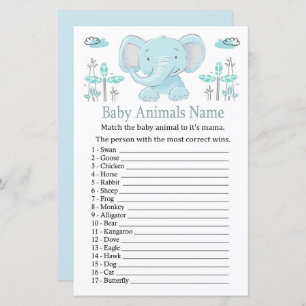 Blue elephant Baby Animals Name Game