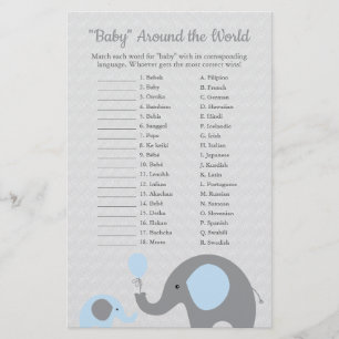 Blue Elephant Baby Around the World Translation Flyer