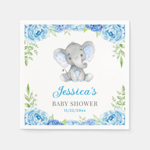Blue Elephant Baby Boy Shower Little Peanut Party Napkin
