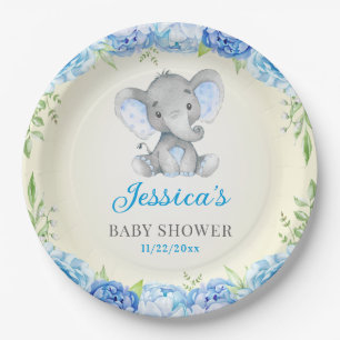 Blue Elephant Baby Boy Shower Little Peanut Party Paper Plate