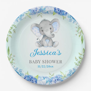 Blue Elephant Baby Boy Shower Little Peanut Party Paper Plate