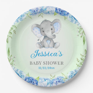 Blue Elephant Baby Boy Shower Little Peanut Party Paper Plate