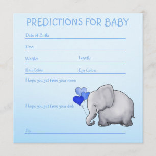 Blue Elephant Baby Boy Shower Predictions for Baby Invitation