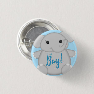 Blue Elephant Baby Shower 3 Cm Round Badge