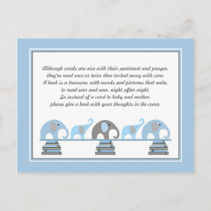 Blue Elephant Baby Shower Book Request Card