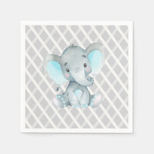 Blue Elephant Baby Shower Boy Napkin