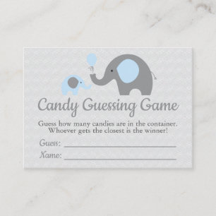 Blue Elephant Baby Shower Candy Guessing Game Business Card