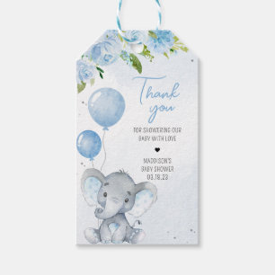 Blue Elephant Baby Shower Favour Tags