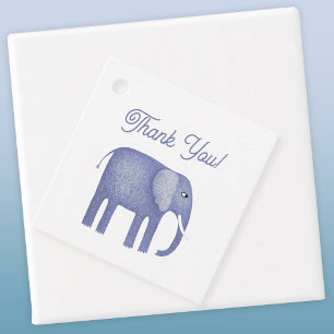 Blue Elephant Baby Shower Favour Tags