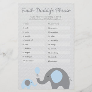 Blue Elephant Baby Shower Finish Daddy's Phrase Flyer