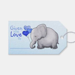 Blue Elephant Baby Shower Given with Love Gift Tags