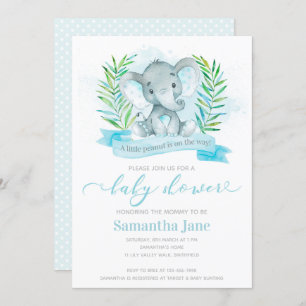 Blue Elephant Baby Shower Invitation