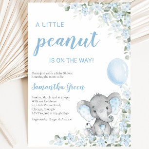Blue Elephant Baby Shower Invitation