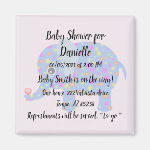 Blue Elephant & Baby Shower Magnet