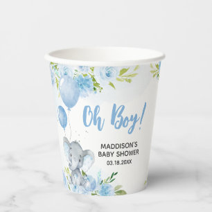 Blue Elephant Baby Shower Paper Cups