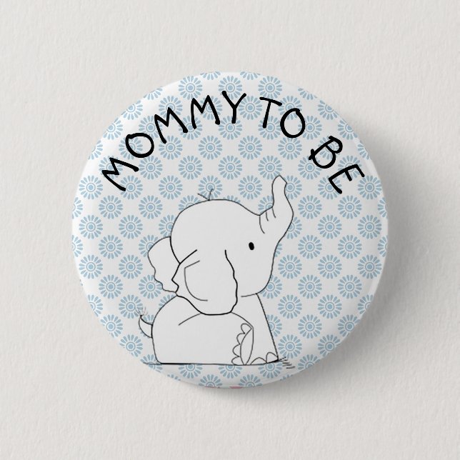 Blue Elephant Baby Shower Pin (Front)