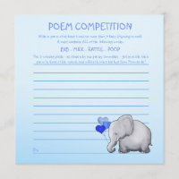 Blue Elephant Baby Shower Poem Competition Game