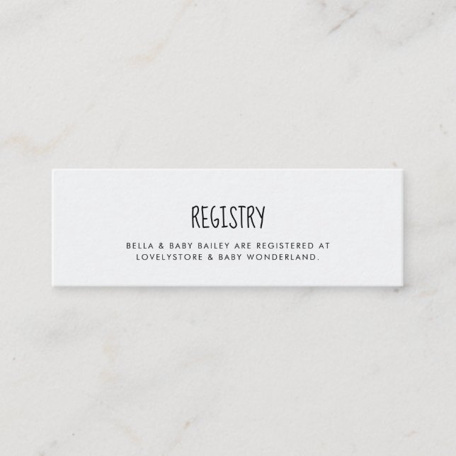 Blue elephant Baby shower registry card insert (Front)