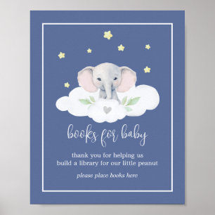 Blue Elephant Baby Shower Sign Books for Baby