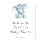 Blue Elephant Baby Shower Sign, Safari Baby Shower