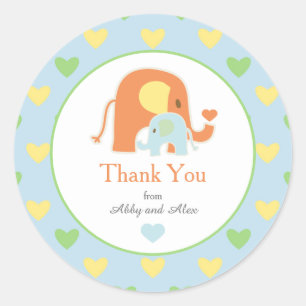 Blue Elephant Baby Shower Thank You Classic Round Sticker