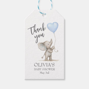 Blue Elephant Baby Shower Thank You Gift Tag – Per