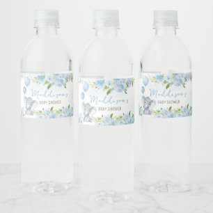 Blue Elephant Baby Shower  Water Bottle Label