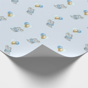 Blue Elephant Baby Shower wrapping paper