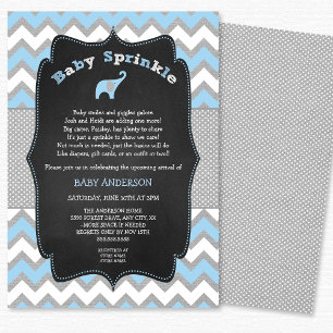 Blue elephant baby sprinkle, boy baby shower invitation