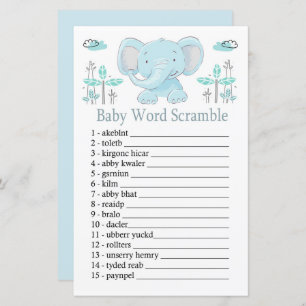 Blue elephant Baby word scramble game