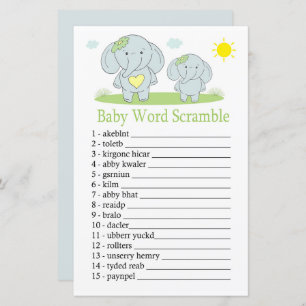 Blue elephant Baby word scramble game