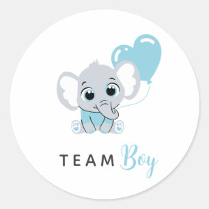 Blue Elephant Balloon Team Blue Gender Reveal Classic Round Sticker