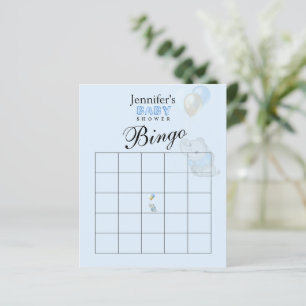 Blue Elephant Bingo Game Baby Shower