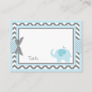 Blue Elephant Bird Place Card