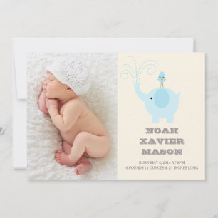 Blue Elephant   Birth Announcement
