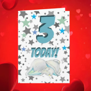 Blue elephant Birthday Card