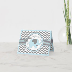 Blue Elephant Bow Tie Chevron Print Thank You Card