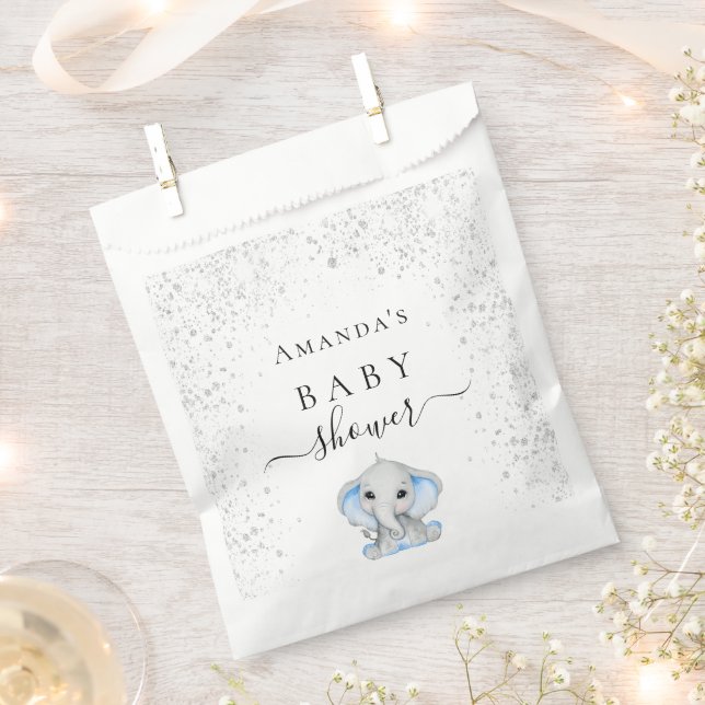 Blue elephant boy Baby Shower Favour Bags (Clipped)