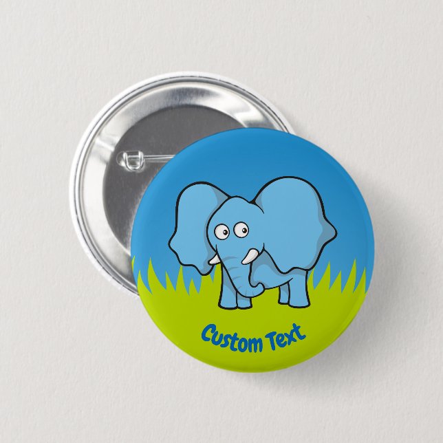 Blue elephant cartoon button (Front & Back)