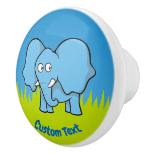 Blue elephant cartoon ceramic knob