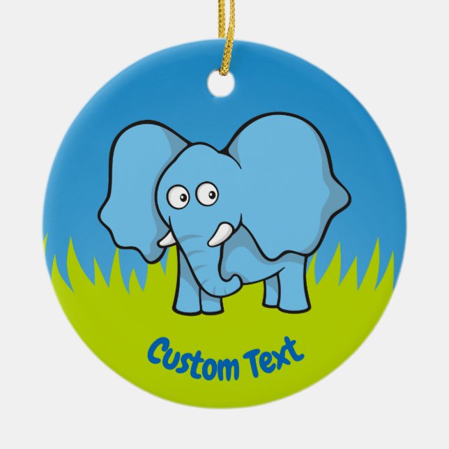 Blue elephant cartoon ceramic ornament (Front)