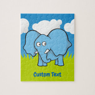Blue elephant cartoon jigsaw puzzle