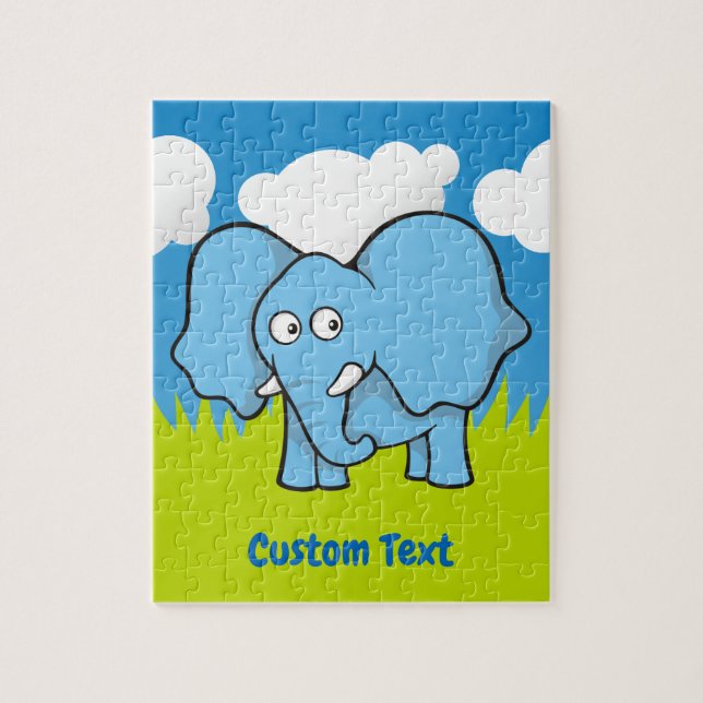 Blue elephant cartoon jigsaw puzzle (Vertical)