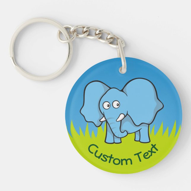 Blue Elephant Cartoon Keychain (Front)