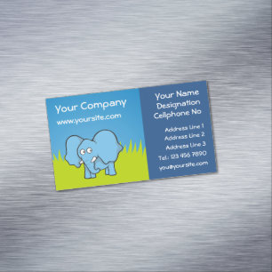 Blue Elephant Cartoon Magnetic Business Card