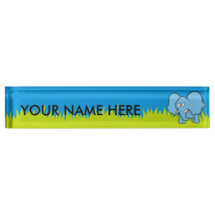 Blue Elephant Cartoon Nameplate