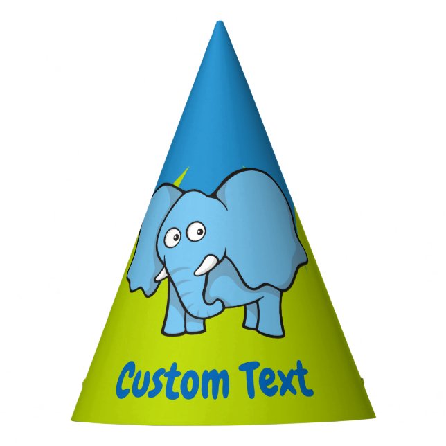 Blue elephant cartoon party hat (Front)