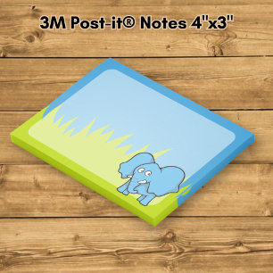 Blue elephant cartoon post-it notes