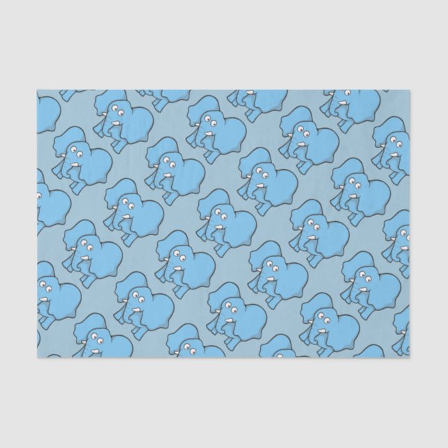 Blue elephant cartoon tissue paper (Front)