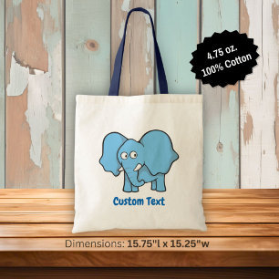 Blue elephant cartoon tote bag